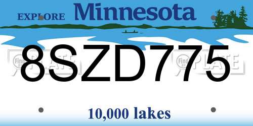 8SZD775 Minnesota License Plate