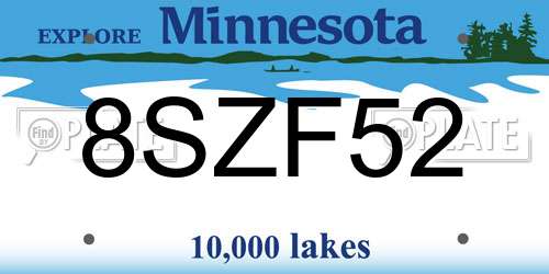 8SZF52 Minnesota License Plate