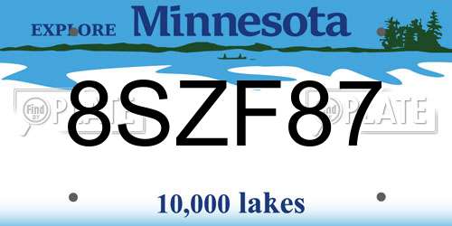 8SZF87 Minnesota License Plate