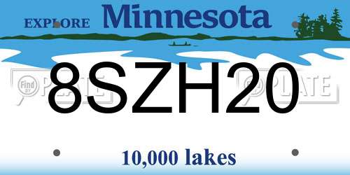 8SZH20 Minnesota License Plate
