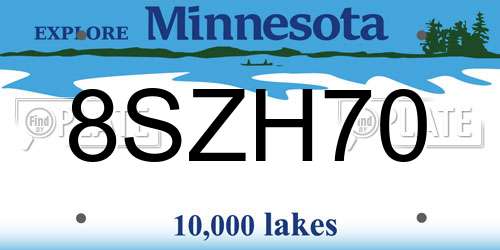 8SZH70 Minnesota License Plate