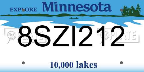 8SZI212 Minnesota License Plate