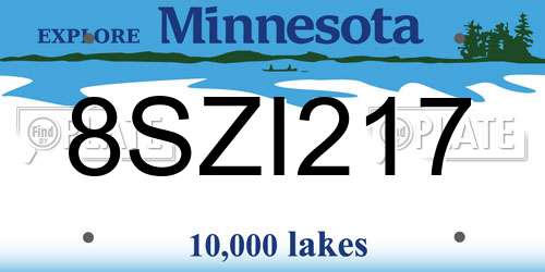 8SZI217 Minnesota License Plate