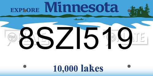 8SZI519 Minnesota License Plate