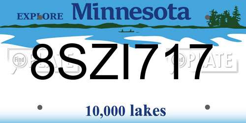 8SZI717 Minnesota License Plate