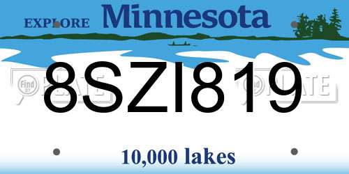 8SZI819 Minnesota License Plate