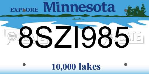 8SZI985 Minnesota License Plate