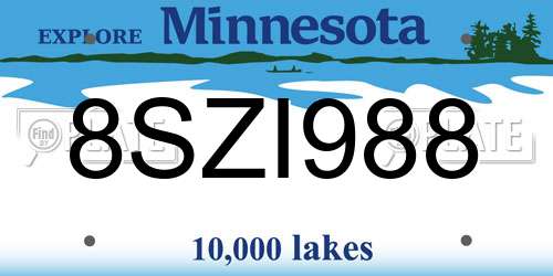 8SZI988 Minnesota License Plate