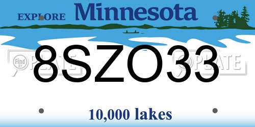 8SZO33 Minnesota License Plate