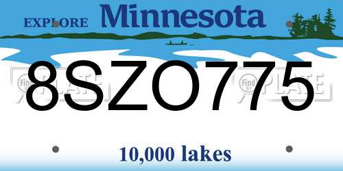8SZO775 Minnesota License Plate