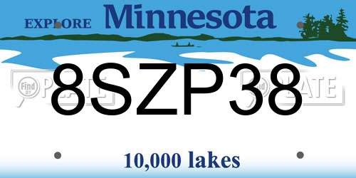 8SZP38 Minnesota License Plate