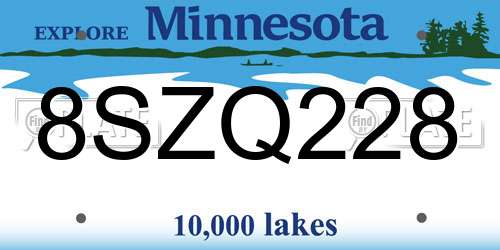 8SZQ228 Minnesota License Plate