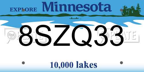 8SZQ33 Minnesota License Plate