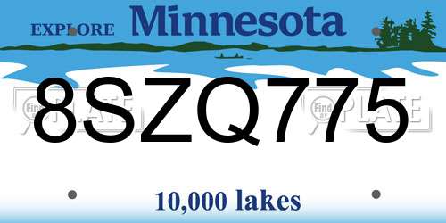 8SZQ775 Minnesota License Plate