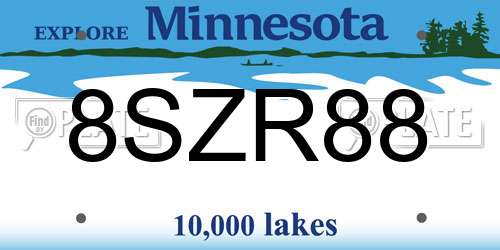 8SZR88 Minnesota License Plate