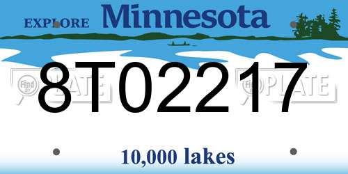 8T02217 Minnesota License Plate