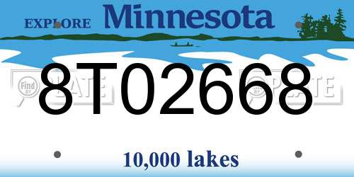 8T02668 Minnesota License Plate