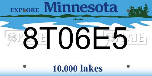 8T06E5 Minnesota License Plate