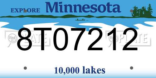 8T07212 Minnesota License Plate