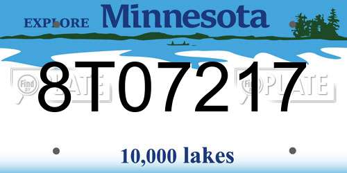 8T07217 Minnesota License Plate