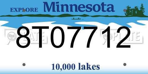 8T07712 Minnesota License Plate