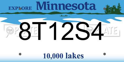 8T12S4 Minnesota License Plate