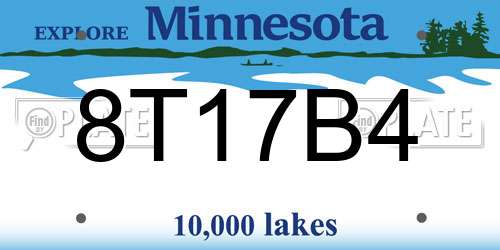 8T17B4 Minnesota License Plate