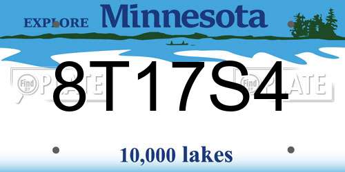 8T17S4 Minnesota License Plate