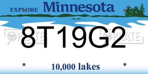 8T19G2 Minnesota License Plate
