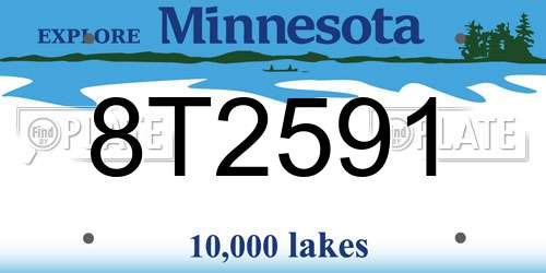 8T2591 Minnesota License Plate