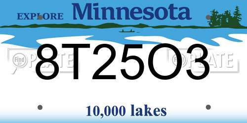 8T25O3 Minnesota License Plate