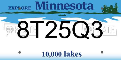 8T25Q3 Minnesota License Plate