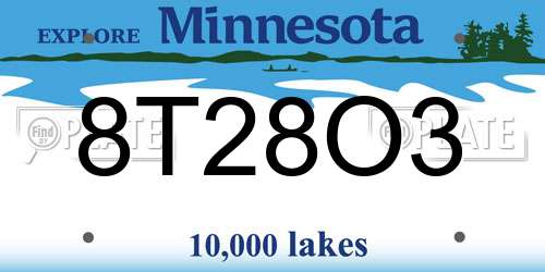 8T28O3 Minnesota License Plate