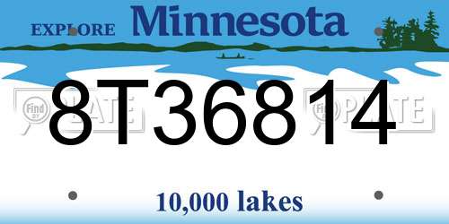 8T36814 Minnesota License Plate