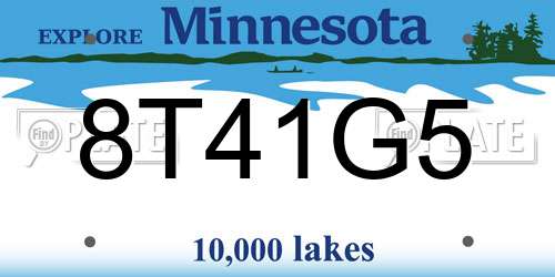 8T41G5 Minnesota License Plate