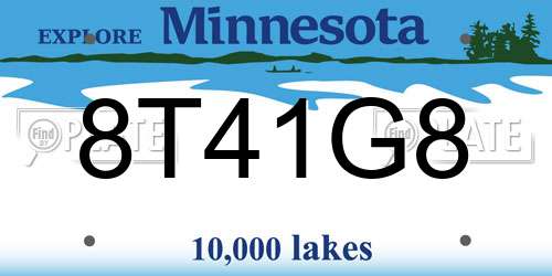 8T41G8 Minnesota License Plate