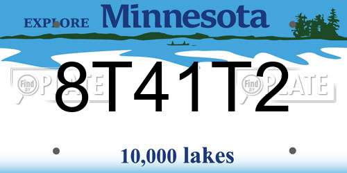 8T41T2 Minnesota License Plate