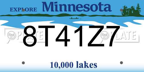 8T41Z7 Minnesota License Plate