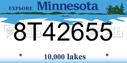 8T42655 Minnesota License Plate