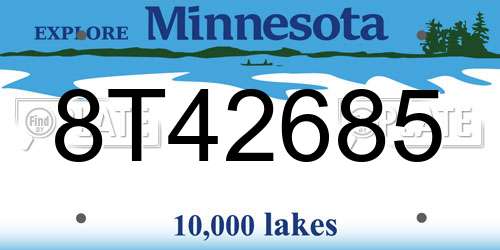 8T42685 Minnesota License Plate