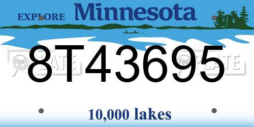 8T43695 Minnesota License Plate