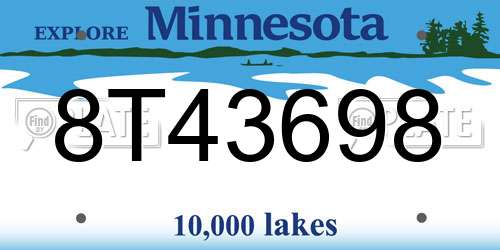 8T43698 Minnesota License Plate