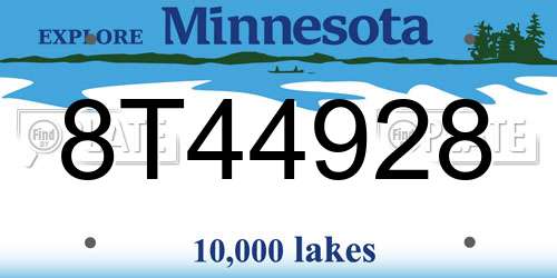 8T44928 Minnesota License Plate