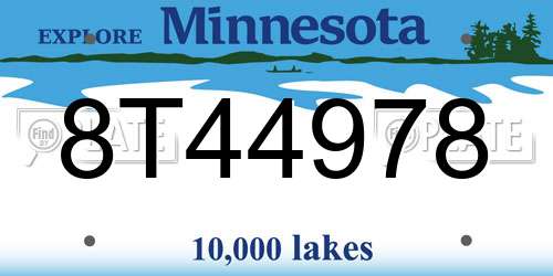 8T44978 Minnesota License Plate