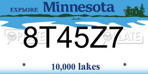 8T45Z7 Minnesota License Plate