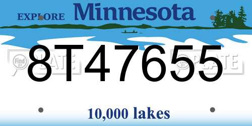 8T47655 Minnesota License Plate