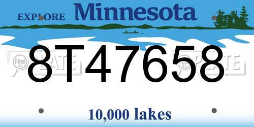 8T47658 Minnesota License Plate