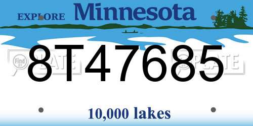8T47685 Minnesota License Plate