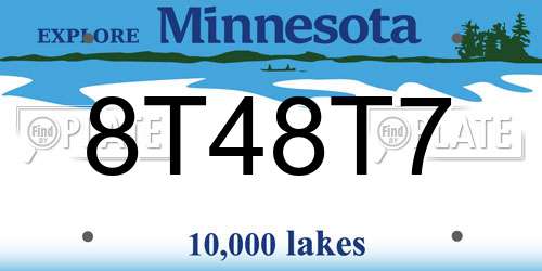 8T48T7 Minnesota License Plate