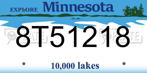 8T51218 Minnesota License Plate